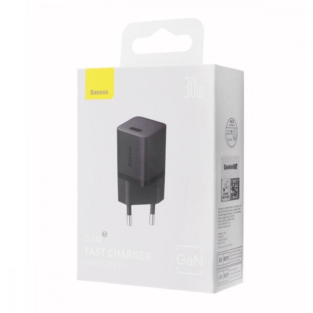 Зарядное устройство сетевое BASEUS GaN5 Fast Charger 1C 30W Черный (44917 black) - фото 2