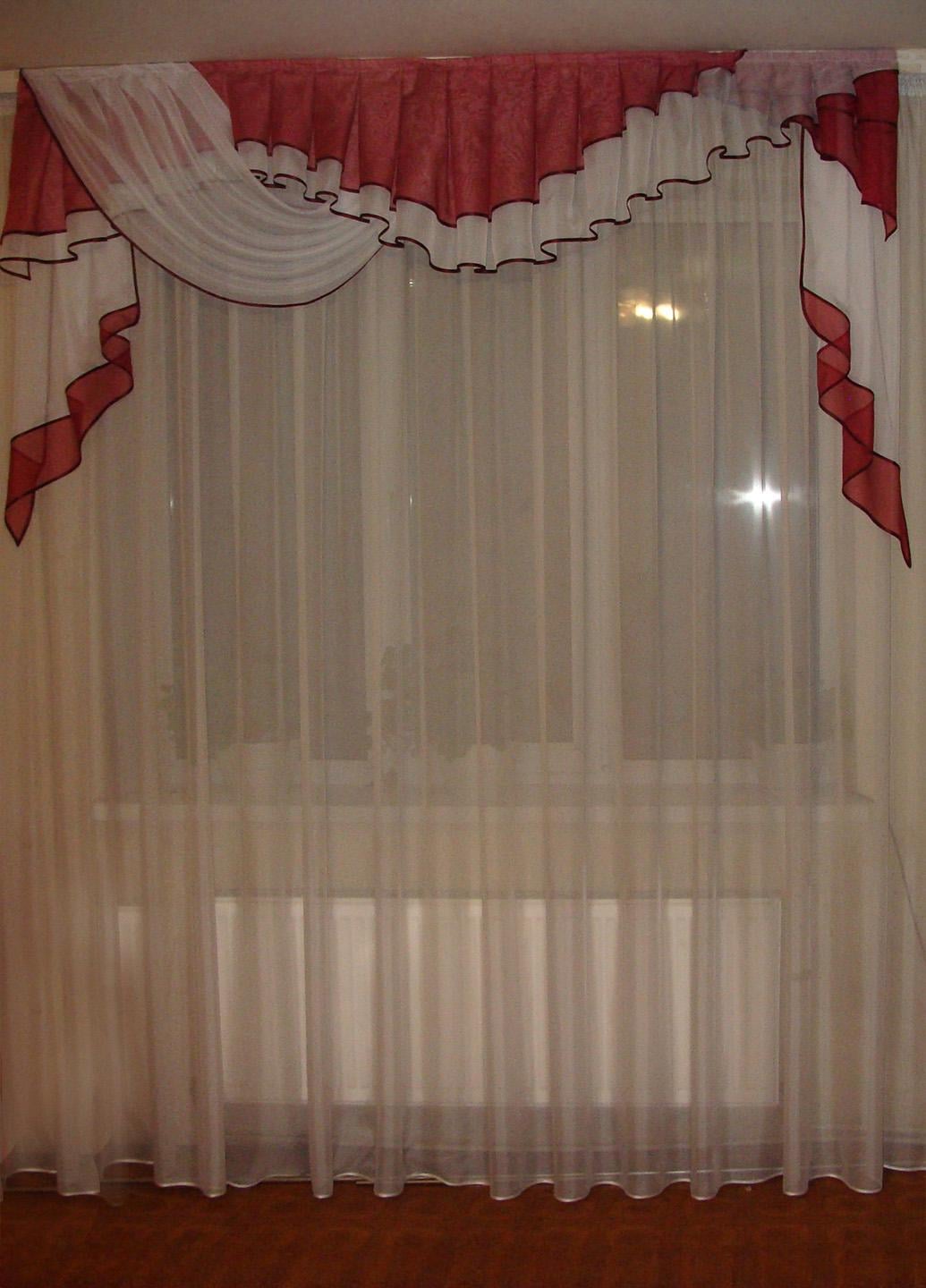 Ламбрекен Firanka Прибой карниз 200 см Бордовый с белым (75_8_2м)