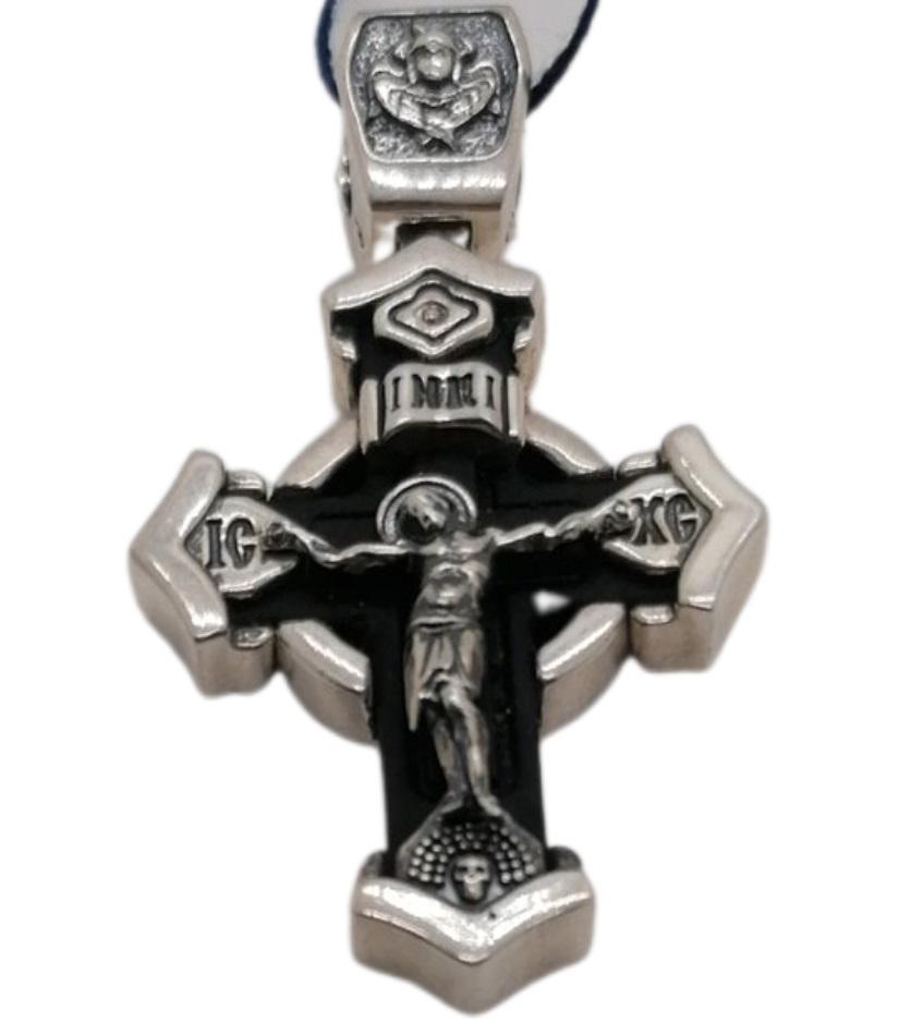 Хрест Ideale 2058-IDE Розп'яття Христа Спаси та Збережи дерев'яний зі сріблом (7457)