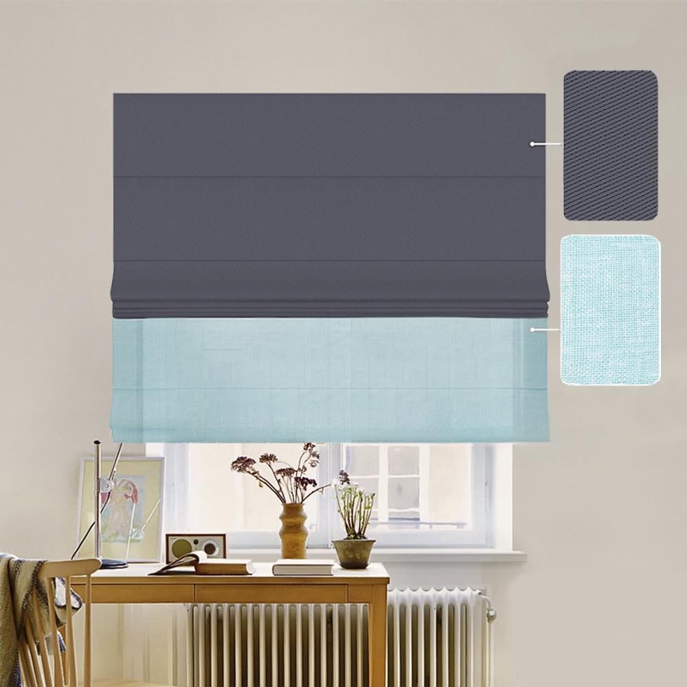 Римська штора подвійна День-Ніч ТВІН Classic InHt Perfect 12488 блекаут та тюль Натурель 90х170 см Графітовий/Бірюзовий