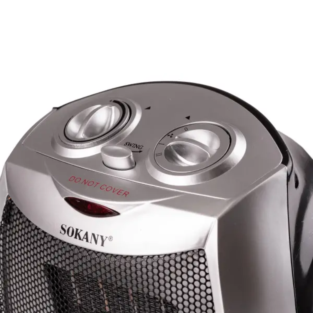 Тепловентилятор Sokany SK-1653 керамічний з поворотним механізмом 2000 Вт Срібний - фото 2 Тепловентилятор Sokany SK-1653 керамічний з поворотним механізмом 2000 Вт Срібний - фото 2