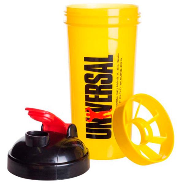 Шейкер спортивный Universal Nutrition из пластика с сеткой 700 мл Желтый (21-125-sh-un700)