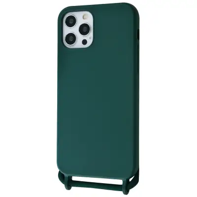 Силиконовый чехол CORD для iPhone 12 Pro Max с шнурком Темно-зеленый