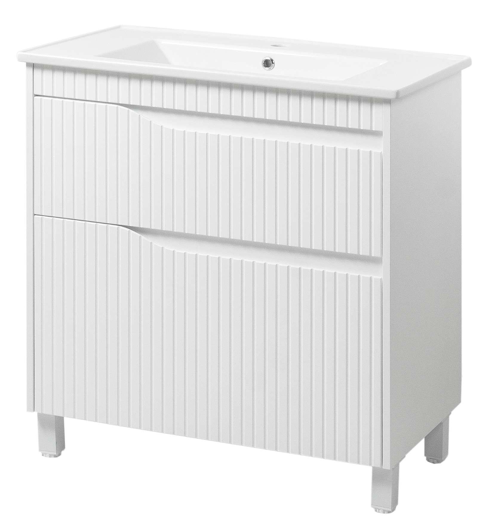 Тумба ЮВВИС Florence ТНБ-2 Д с умывальником Vesta 70 см Белый матовый (UVV081) - фото 1