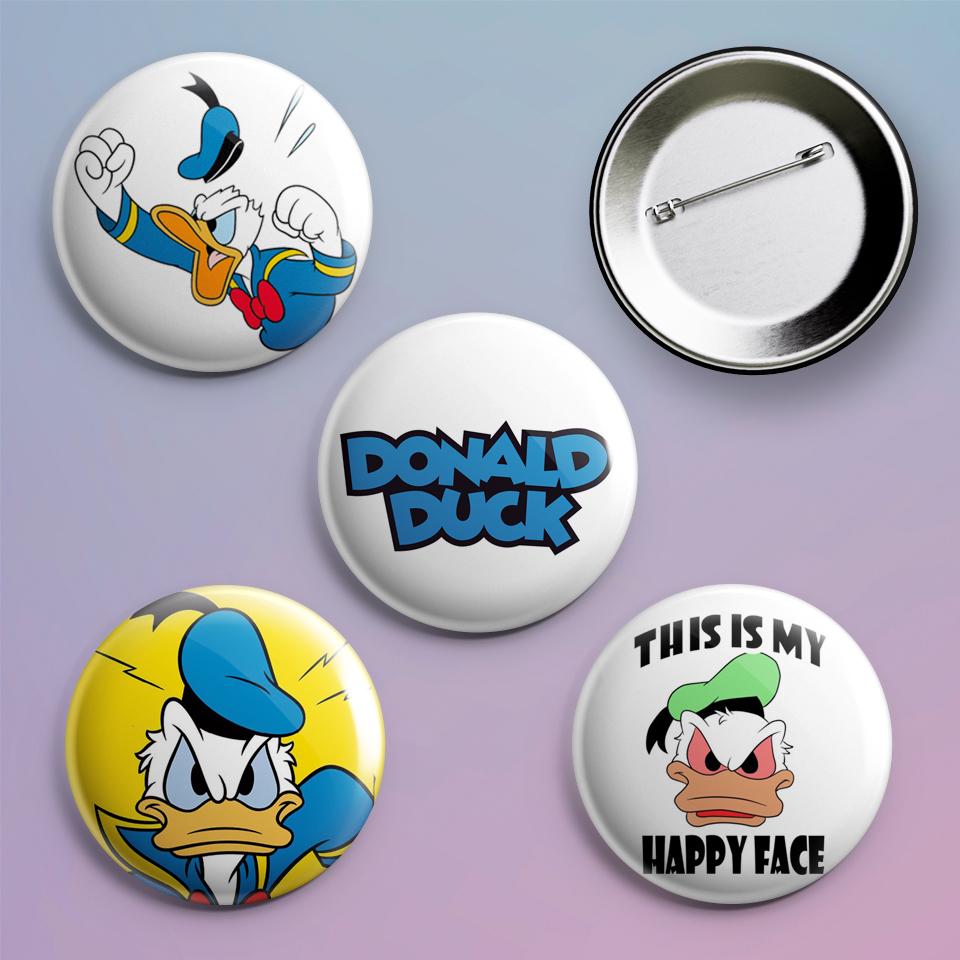 Значки на рюкзак с принтом Donald Duck 4 шт. Значки на рюкзак с принтом Donald Duck 4 шт.