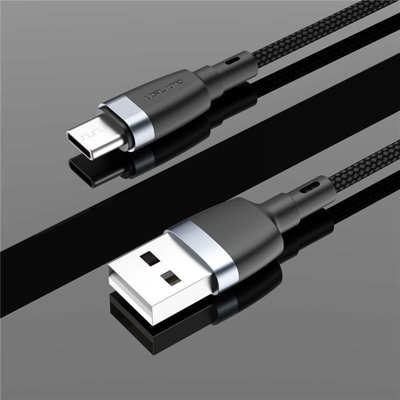 Кабель USB USLION Type-C USB 3А провод быстрой зарядки для телефона 2 м Черный - фото 4