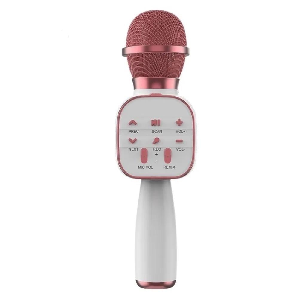 Микрофон караоке портативный DS813 Bluetooth с динамиками Розовое золото