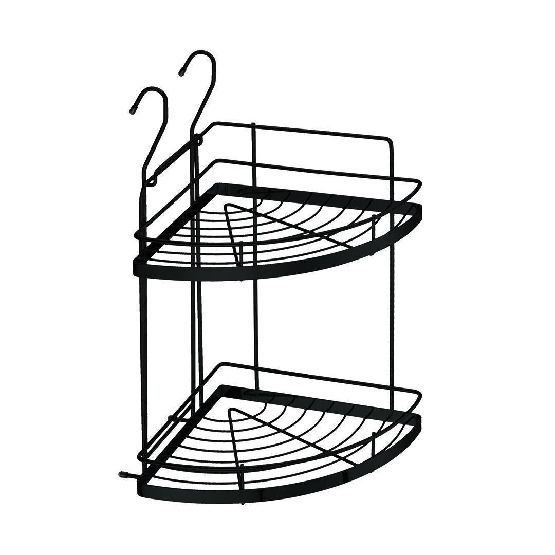 Полка угловая на рейлинг Homax двухъярусная малая Черный матовый (YJ-G209 A BL)