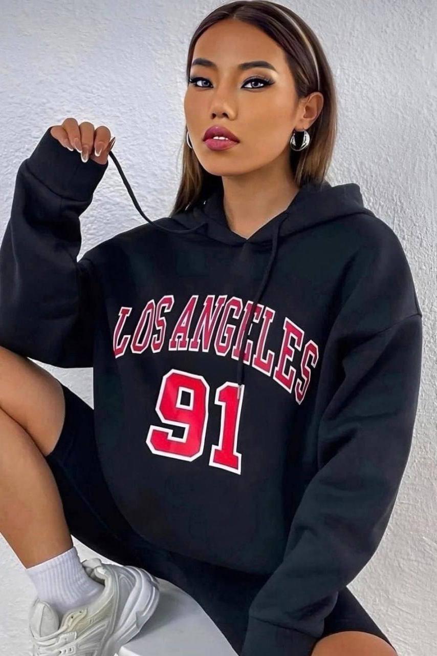 Худи женское на флисе S Черный (169065)