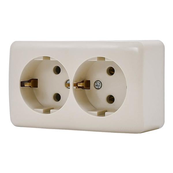 Розетка Lezard Viola 2-я с заземлением Кремовый (751-0300-127B)