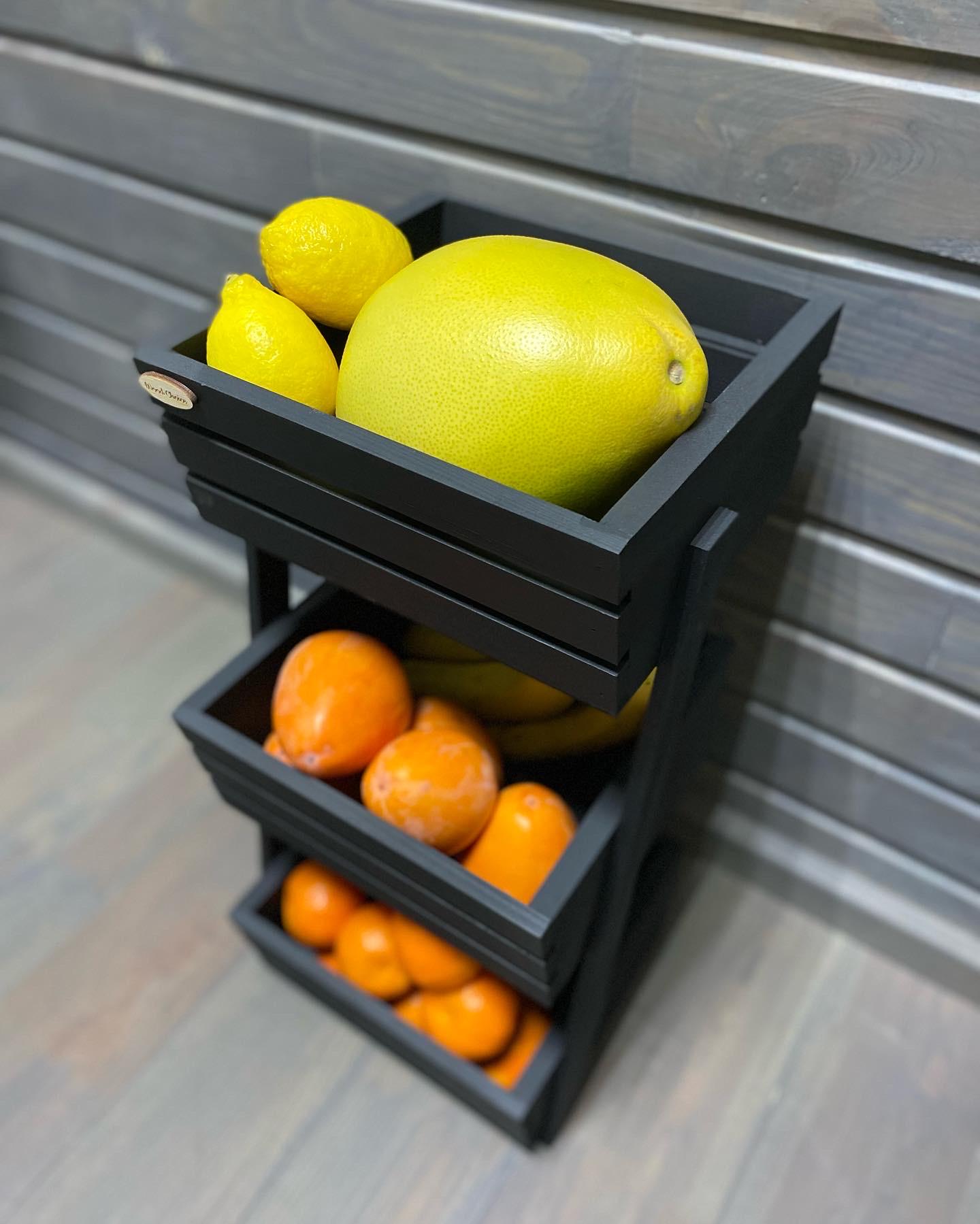 Ящик-фруктовница деревянная 3 яруса Черный (226) - фото 2 Ящик-фруктовница деревянная 3 яруса Черный (226) - фото 2