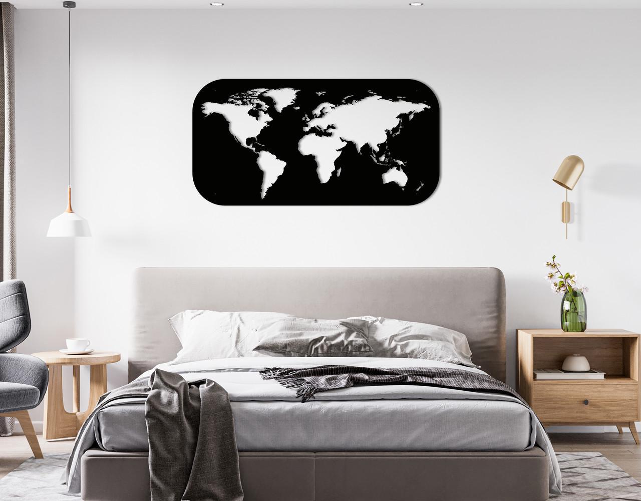Декоративное панно на стену Upwood Decor Worldmapframe 35,9х70 см Black (1565822287)