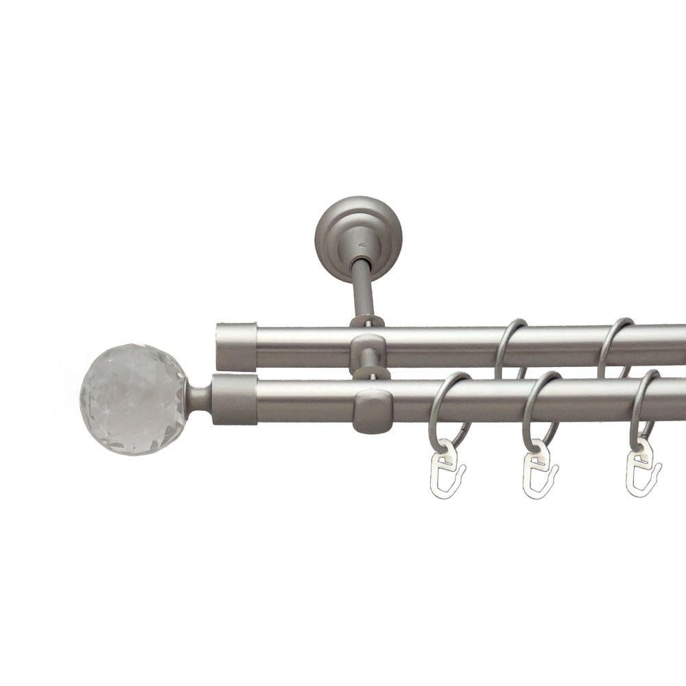 Карниз Orvit Люміера металевий дворядний відкритий гладка труба кільце металеве 19/19 мм 200 см Сатин (6308115)