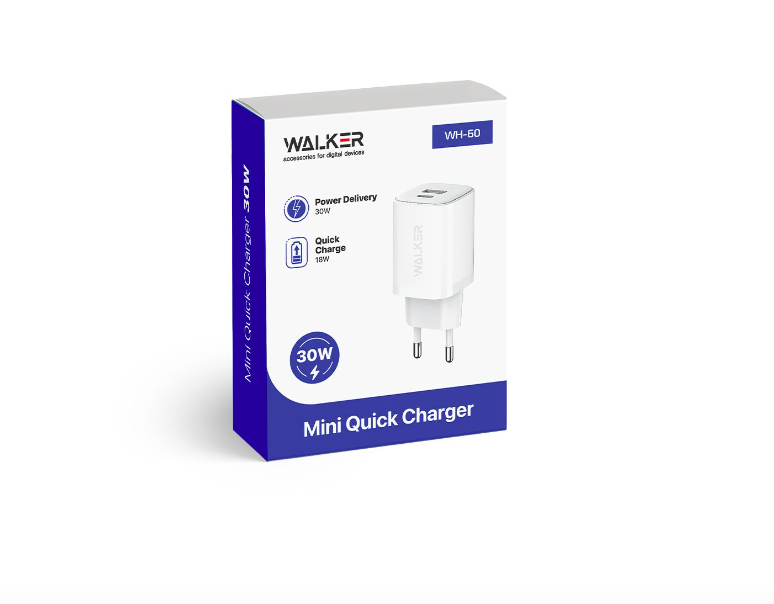 Мережевий зарядний пристрій Walker WH-60 PD 30W/QC 18W/36W Max White - фото 2 Мережевий зарядний пристрій Walker WH-60 PD 30W/QC 18W/36W Max White - фото 2