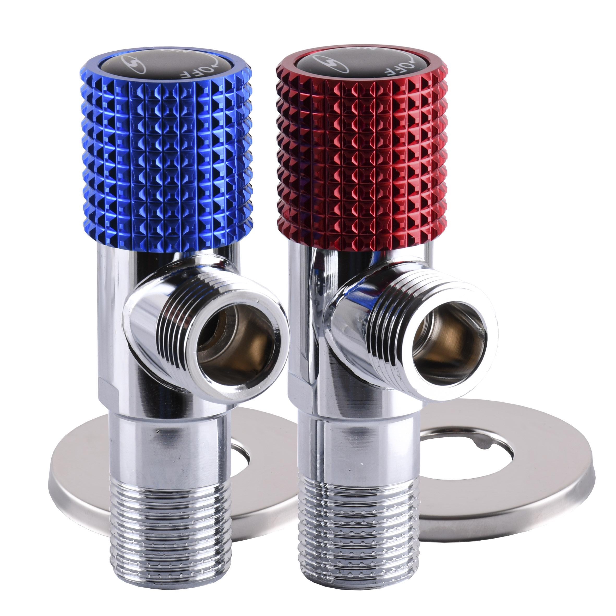 Комплект кранов угловых керамика Solomon EXCLUSIVE 1/2"X1/2" 9889 2 шт. Red/Blue (000025175)