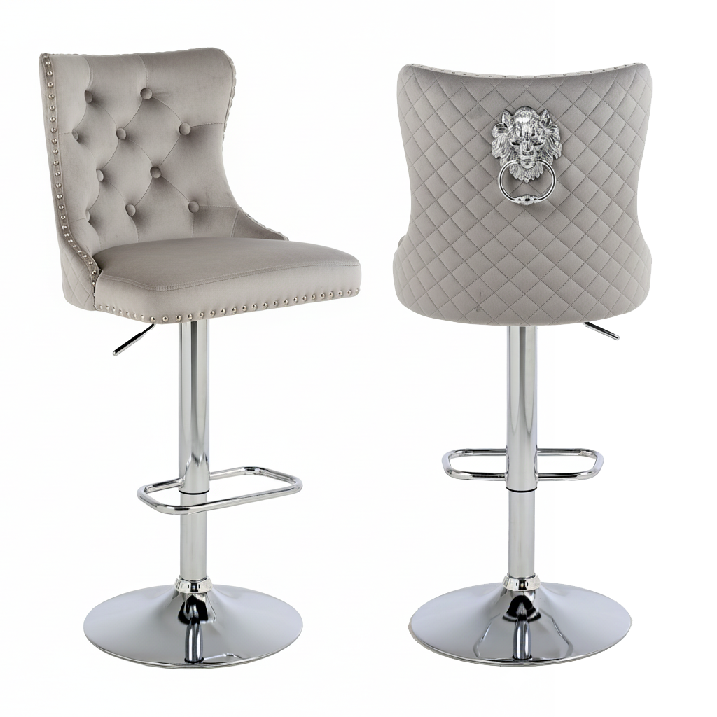 Барний стілець Crystal Velvet оксамит з декоративним левом Світло-сірий/Сріблястий (29732731) - фото 2 Барний стілець Crystal Velvet оксамит з декоративним левом Світло-сірий/Сріблястий (29732731) - фото 2