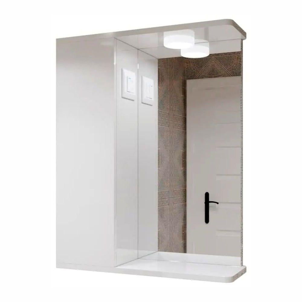 Зеркальный шкаф ШК3 с LED светильником/выключателем и розеткой дверца слева 550х700х160 мм