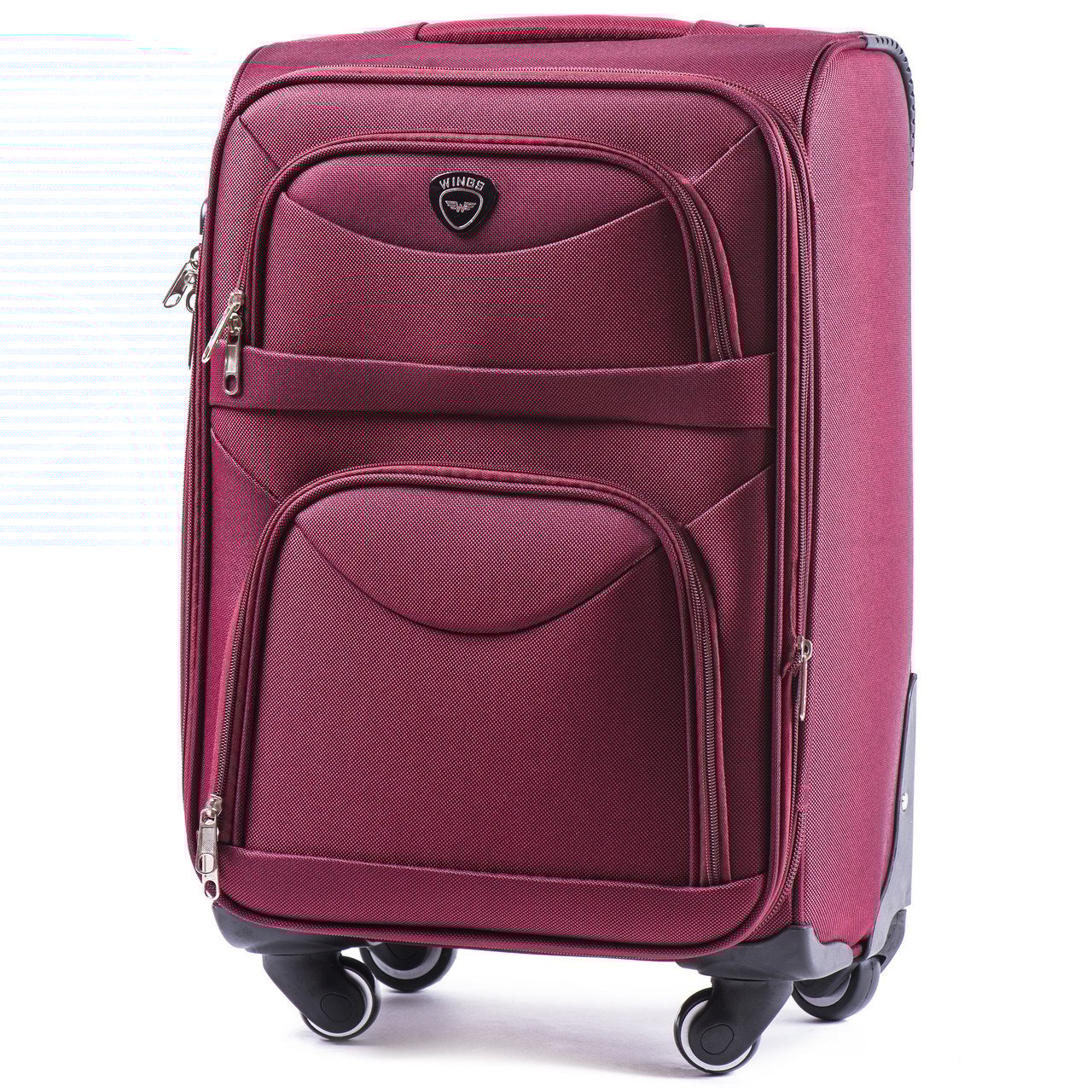 Чемодан тканевый Wings 6802 большой на 4 колесах 74х48х30 см 90 л Темно-красный