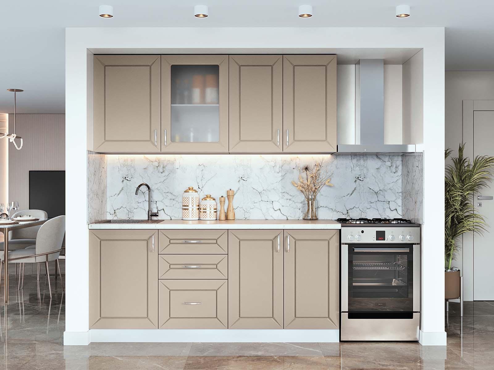 Кухня пряма Бела 180 см Бежевий (S-80-006-198) Кухня пряма Бела 180 см Бежевий (S-80-006-198)