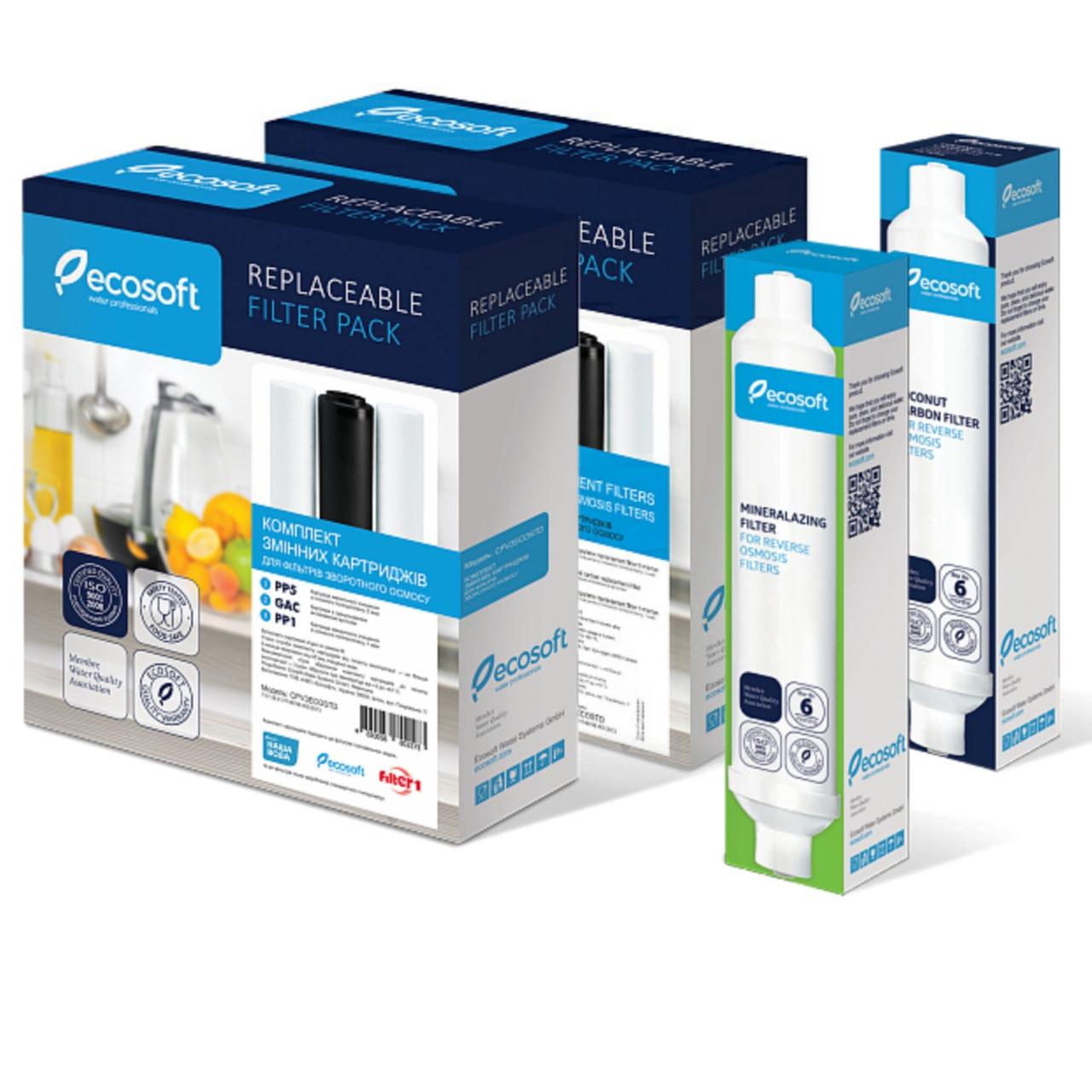 Річний комплект картриджів Ecosoft для фільтра зворотного осмосу з мінералізатором