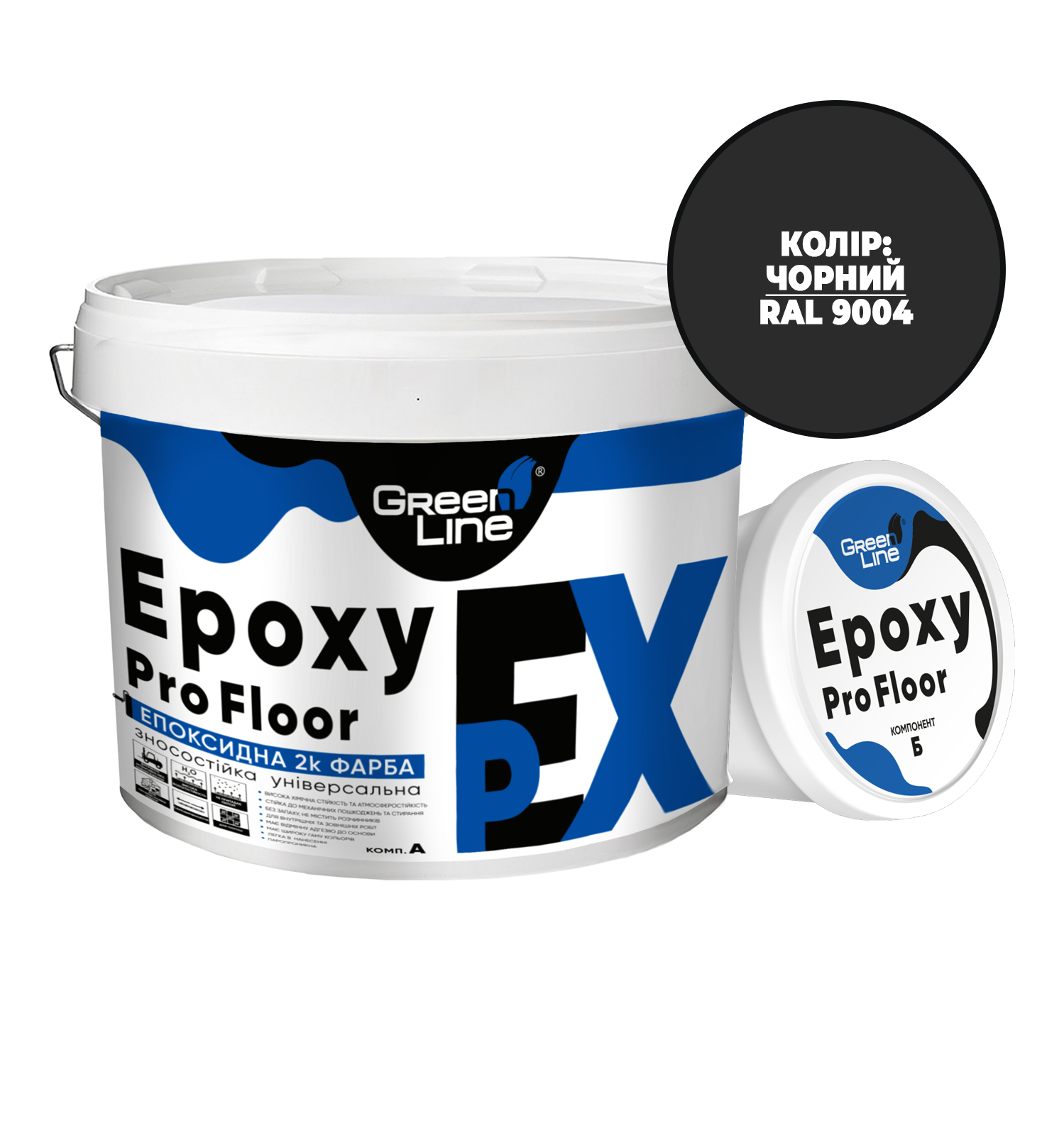 Краска эпоксидная двухкомпонентная EpoxyProFloor 9 кг Черный (PPUA627719Bl)