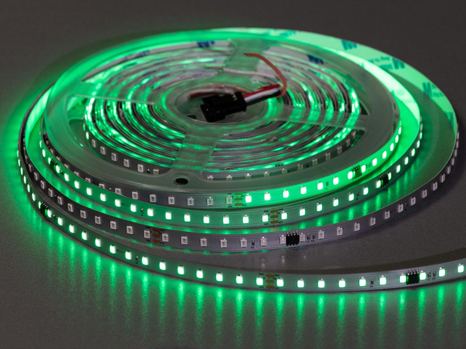 Светодиодная лента адресная 24 В 126 диодов на метр 8 мм Зеленый (PWS24-2835-126-GREEN-20-8) - фото 1 Светодиодная лента адресная 24 В 126 диодов на метр 8 мм Зеленый (PWS24-2835-126-GREEN-20-8) - фото 1