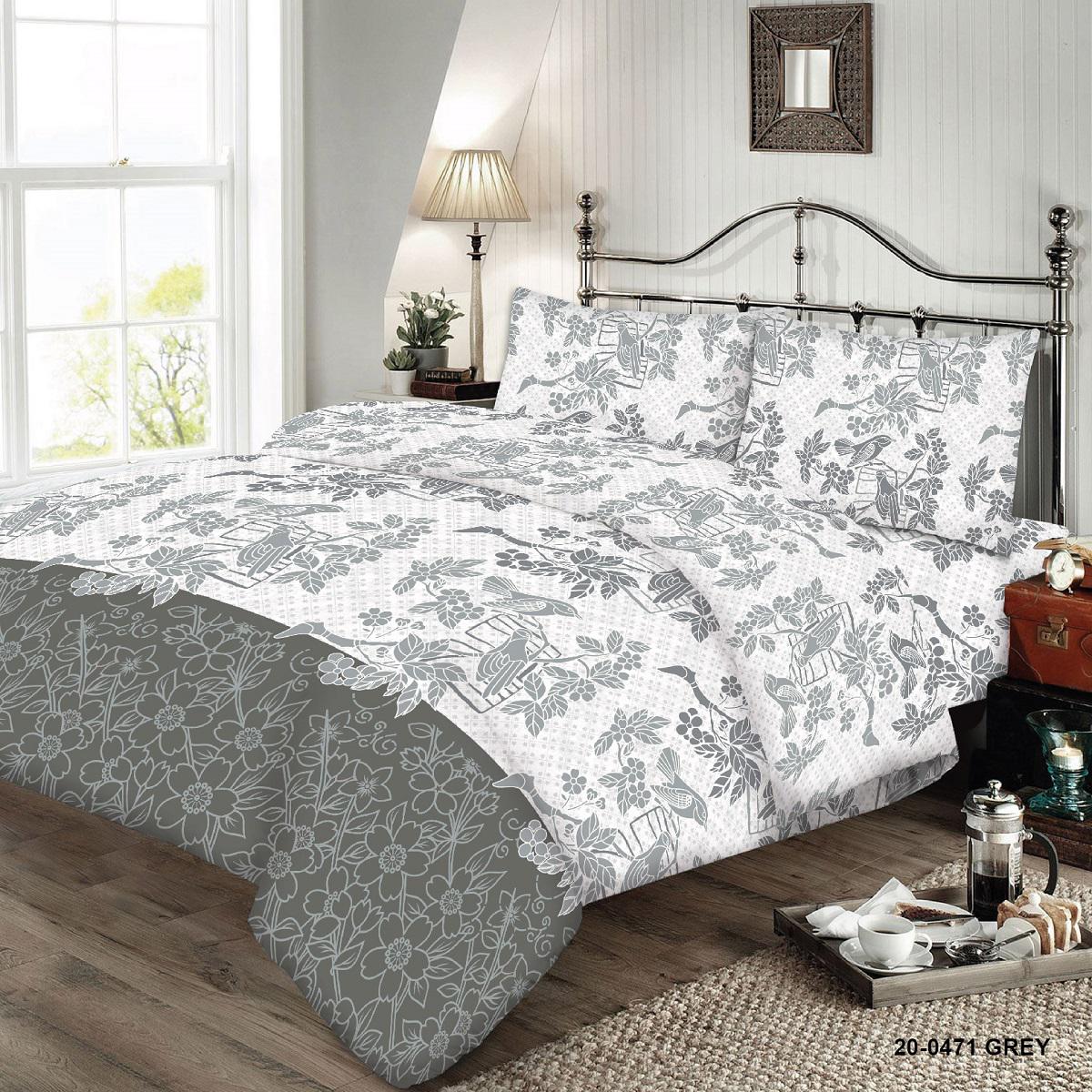 Комплект постельного белья Zastelli 20-0471 Grey бязь Gold двуспальное 175х210 Серый (17258)