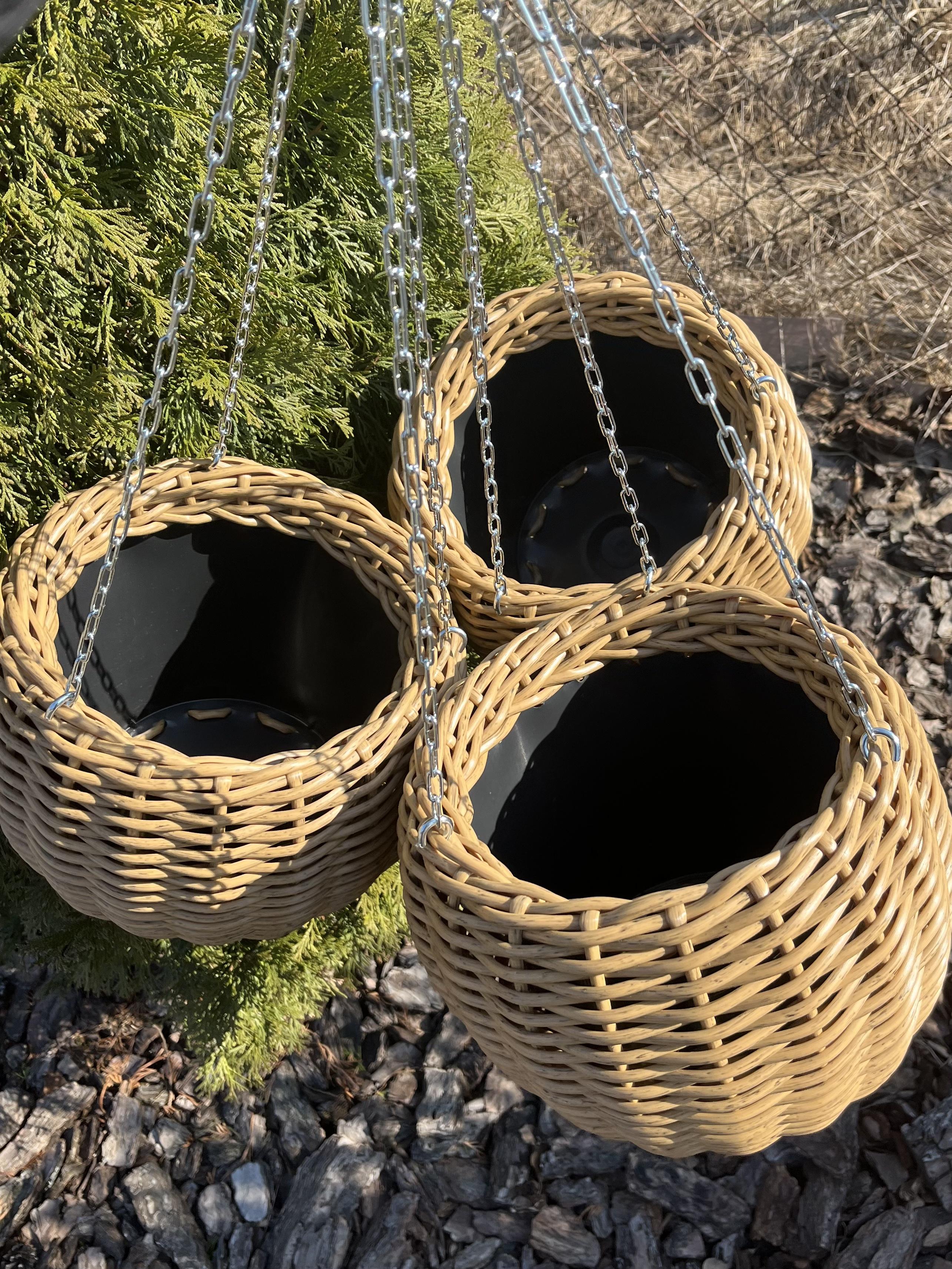 Кашпо подвесное для цветов из искусственного ротанга 5 л Дерево (27927869) - фото 3