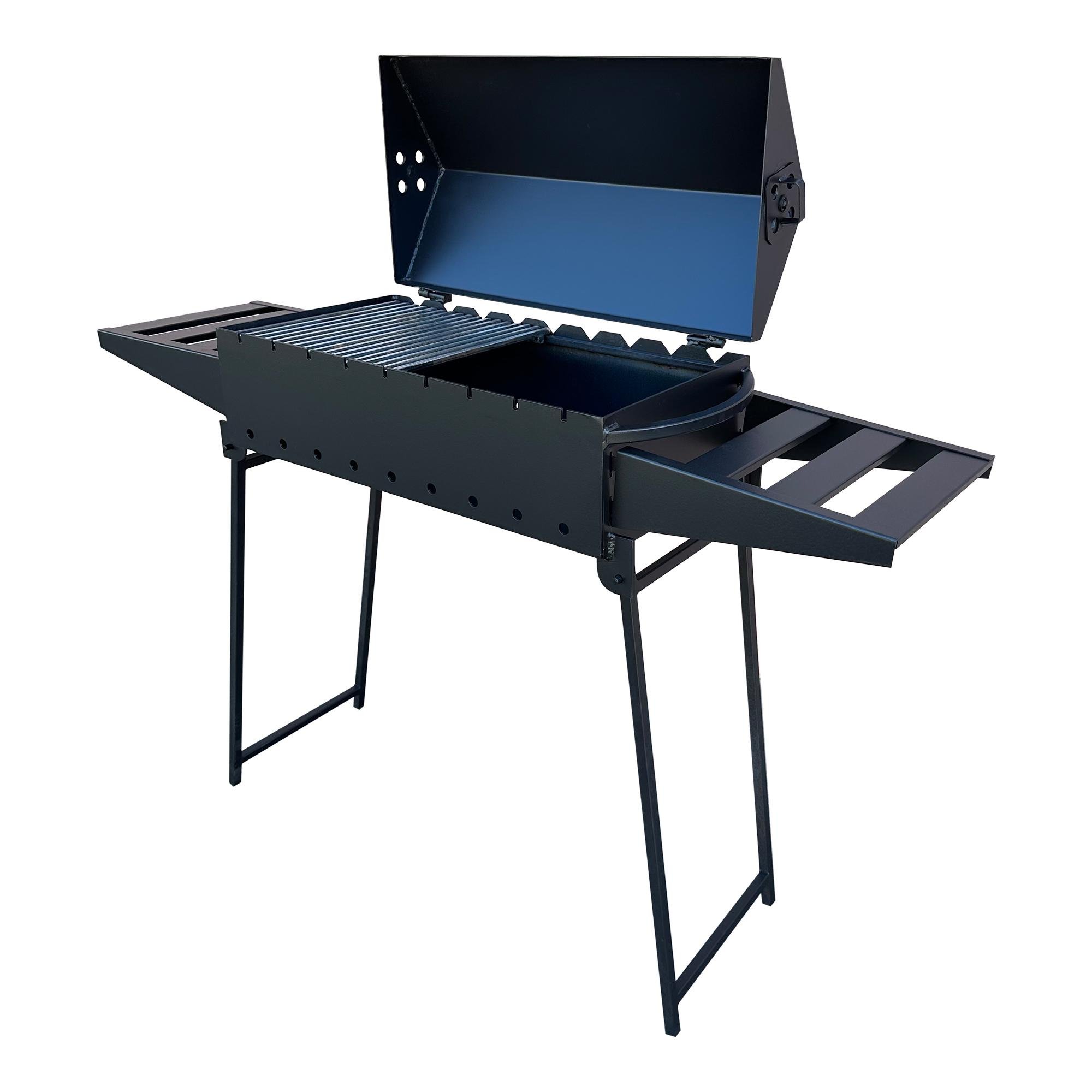 Мангал-барбекю Mzavod Икар раскладной с полками стальной на 9 шампуров 3 мм Черный (136-17-1070110100005)