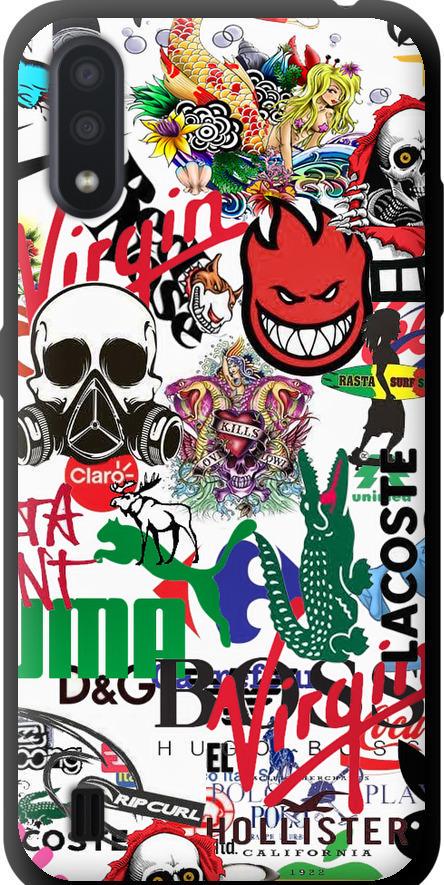 Чехол на Samsung Galaxy A01 A015F Many different logos (4022b-1842-42517) Чехол на Samsung Galaxy A01 A015F Many different logos (4022b-1842-42517)