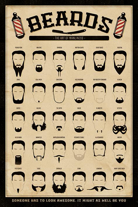 Постер плакат Борода Искусство Мужественности/Beards The Art of Manliness 61x91,5 см