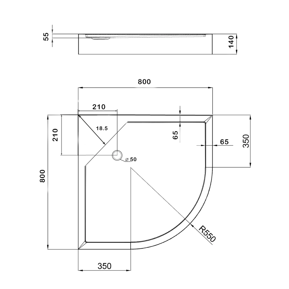 Душевой поддон Lidz KAPIELKA ST80x80x15 низкий полукруглый d слива 52 мм - фото 5