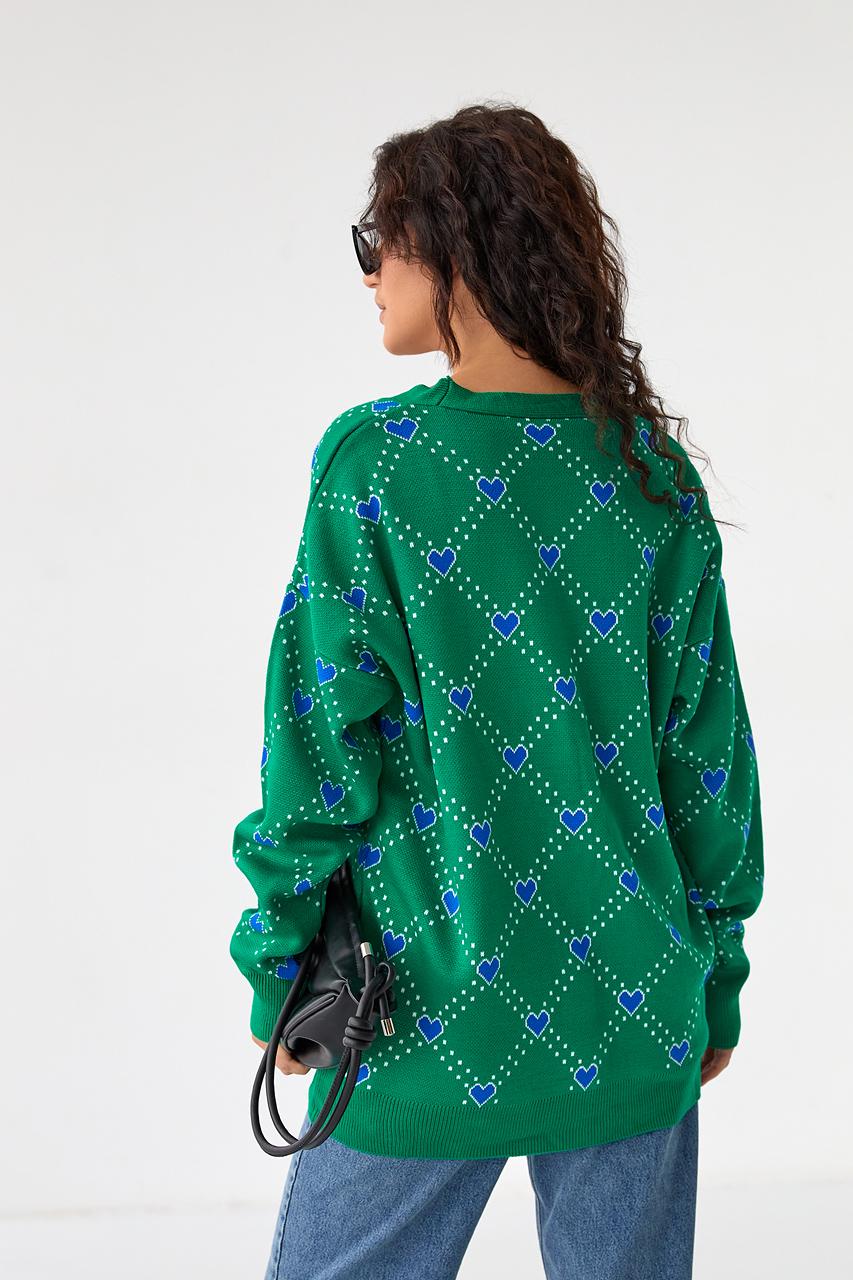 Кардиган женский оверсайз M Зеленый (9528315) - фото 2 Кардиган женский оверсайз M Зеленый (9528315) - фото 2