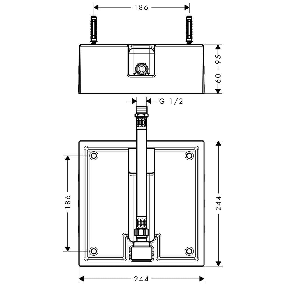 Скрытая часть верхнего душа Hansgrohe Raindance 1jet 260x260 26471180 (113670) - фото 2