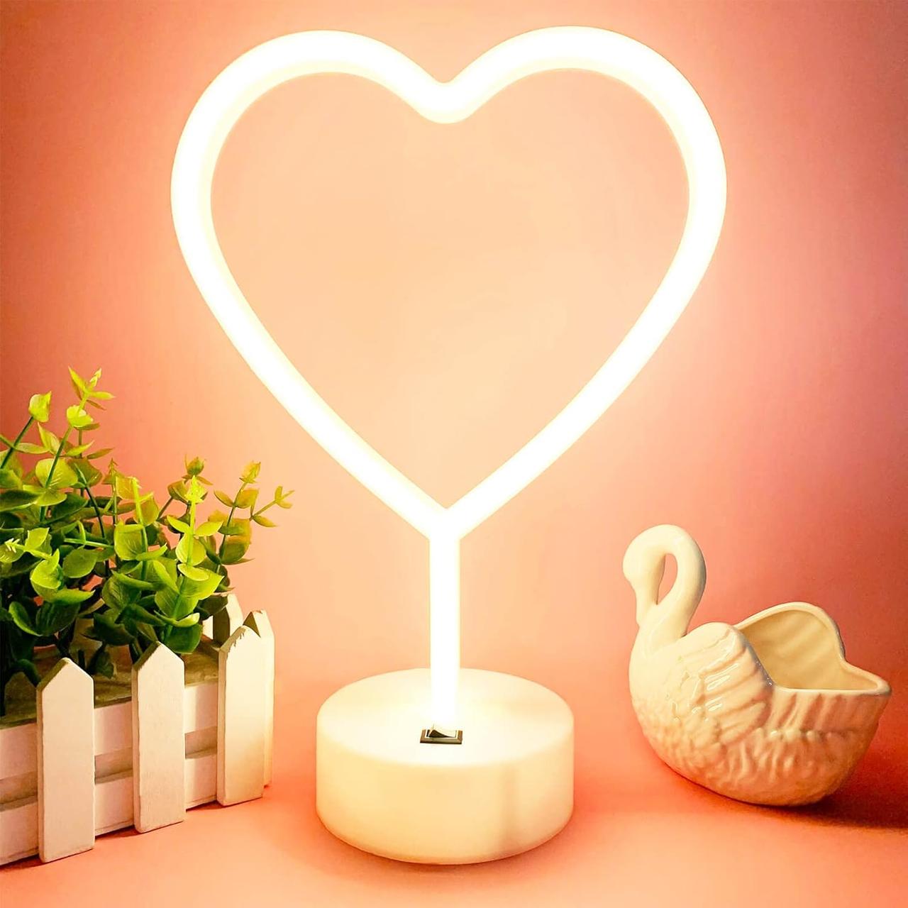 Светильник декоративный настольный неоновый Love батарейка/USB 30x20 см Теплый желтый