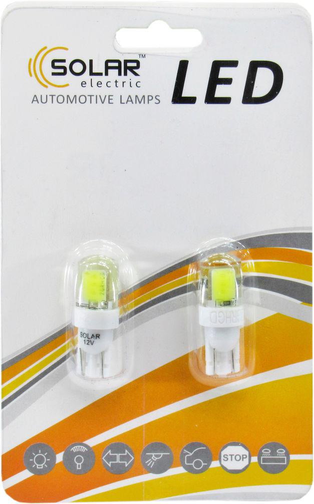 Лампочка без цоколя LED T10_W5W LEDS Белый 1-диод 72lm. 12V W2.1x9.5d Solar (к-т. 2 шт.) LC344_B2