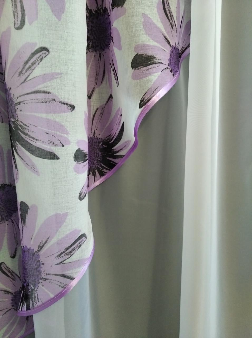 Занавеска кухонная Угол шифон с ламбрекеном батист 300х170 см Белый/Сиреневый (ул-15) - фото 4 Занавеска кухонная Угол шифон с ламбрекеном батист 300х170 см Белый/Сиреневый (ул-15) - фото 4