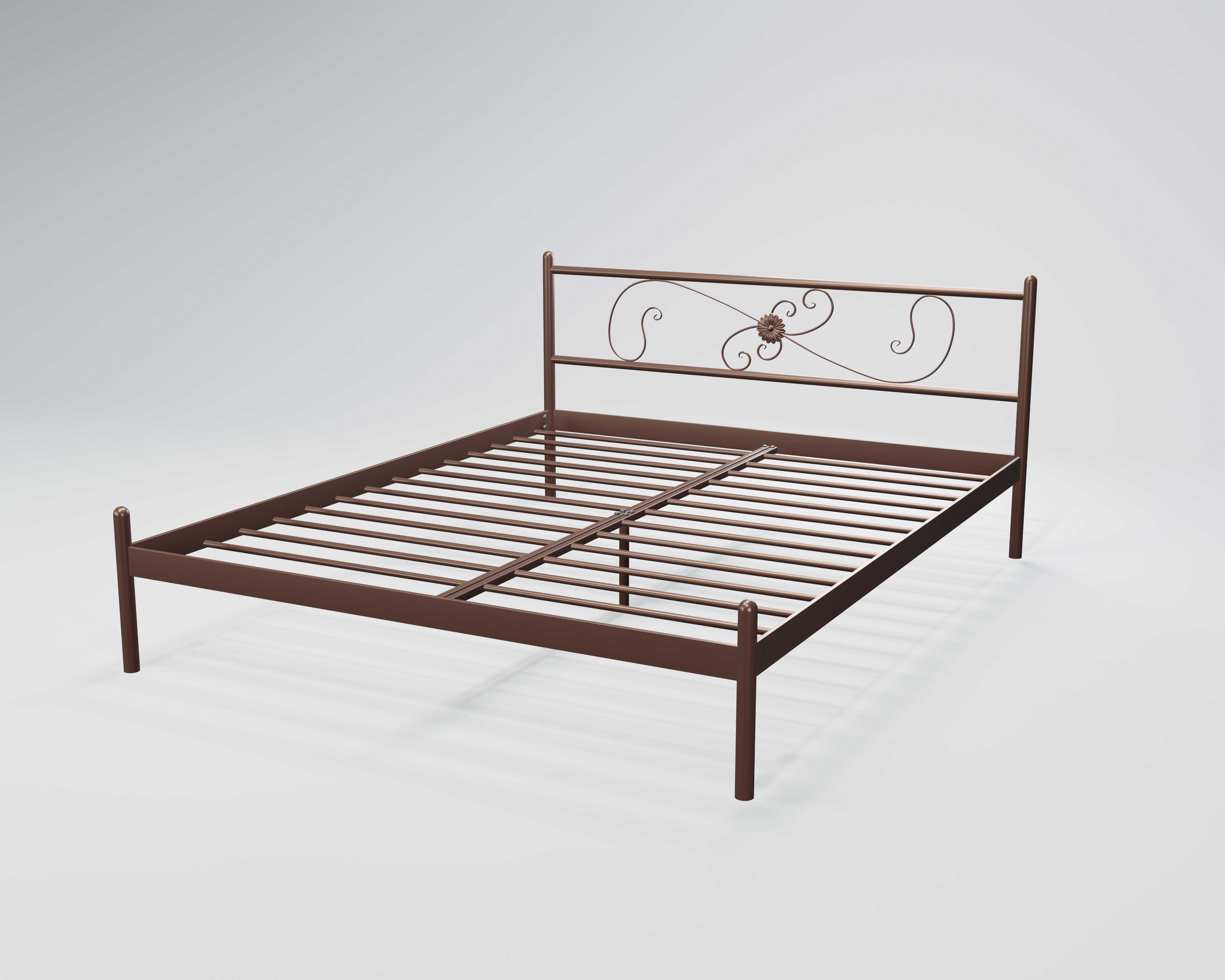 Кровать металлическая Хризантема 180x200 см Коричневый