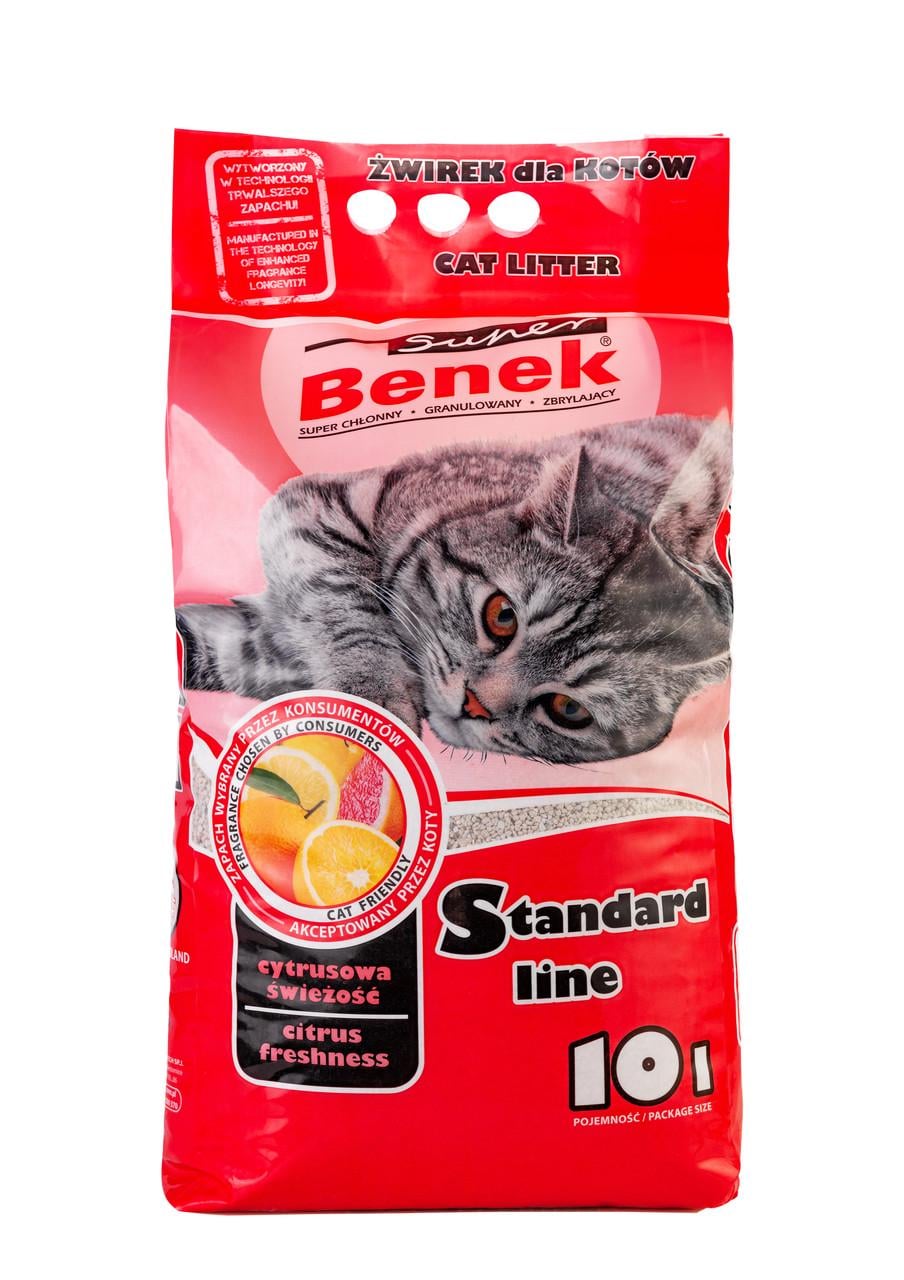 Наполнитель для лотков бентонитовый Super Benek 7018629 Стандарт с ароматом Цитрусовая свежесть 10 л