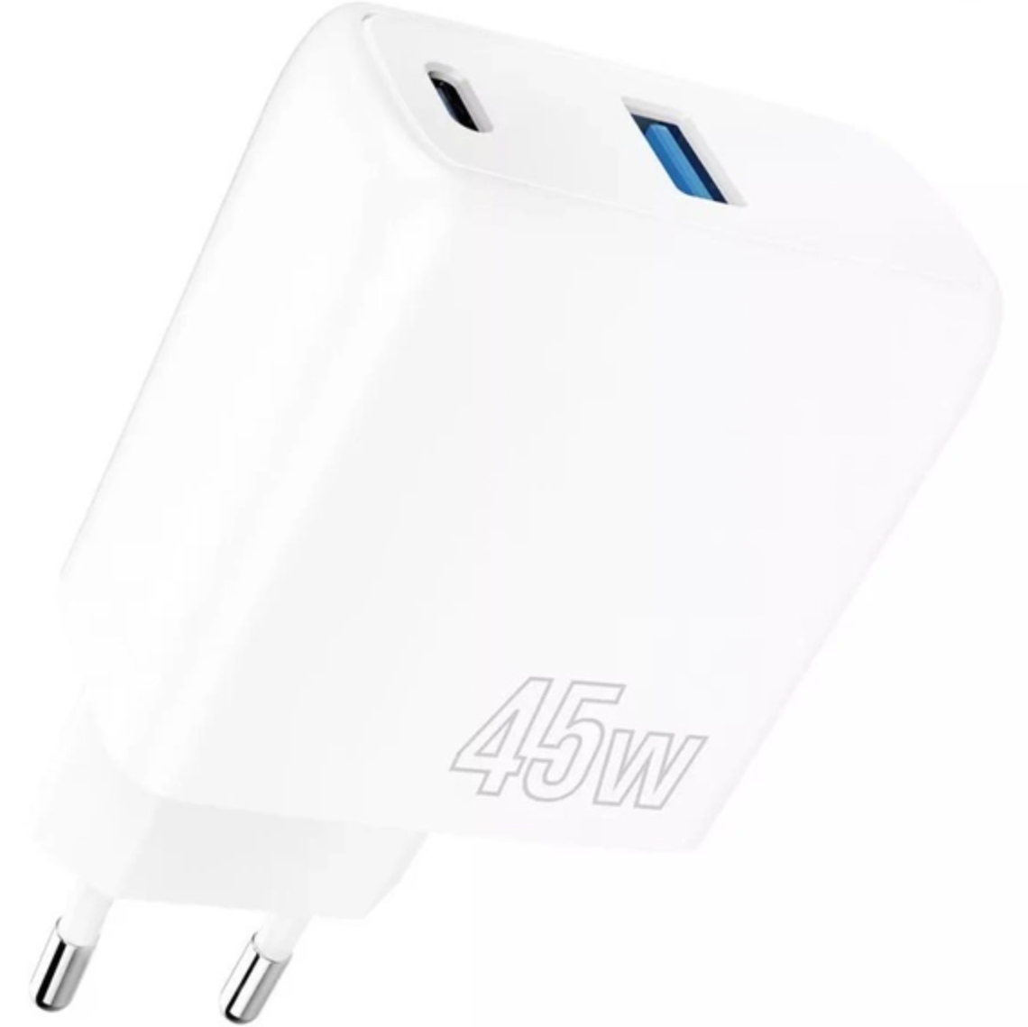 Зарядное устройство Proove Silicone Power 45 W Type C+USB сетевой адаптер для зарядки White