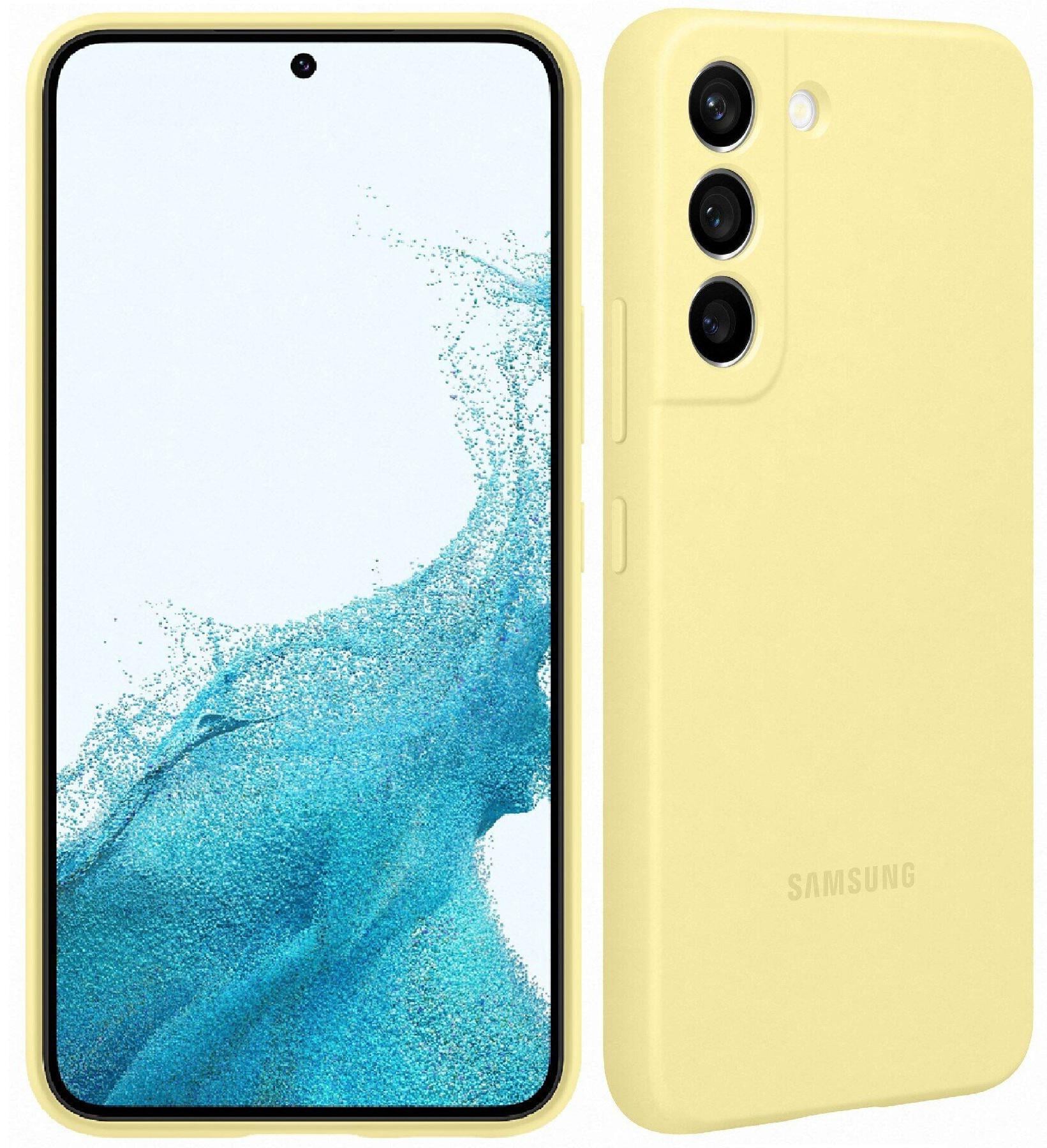 Чехол силиконовый Silicone Cover для Samsung Galaxy S22 Yellow Black (EF-PS901TYEGRU S901)