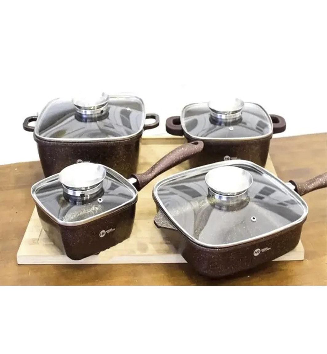 Набір посуду з гранітним покриттям Higher Kitchen НК-311 12 пр. Коричневий (НК-31103) - фото 2 Набір посуду з гранітним покриттям Higher Kitchen НК-311 12 пр. Коричневий (НК-31103) - фото 2