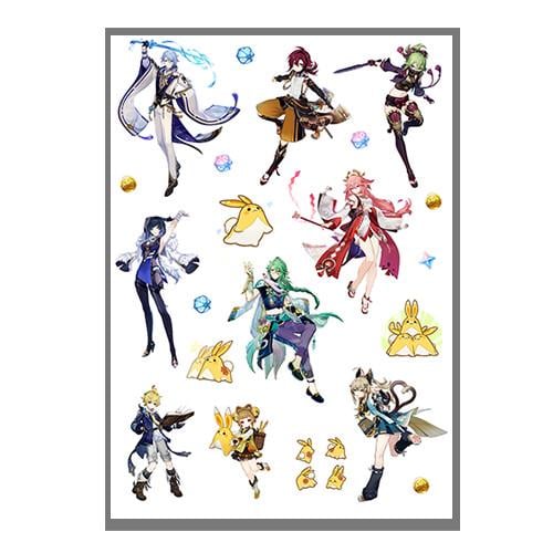 Стикеры наклейки Геншин импакт Genshin Impact А3 лист (stik_205)