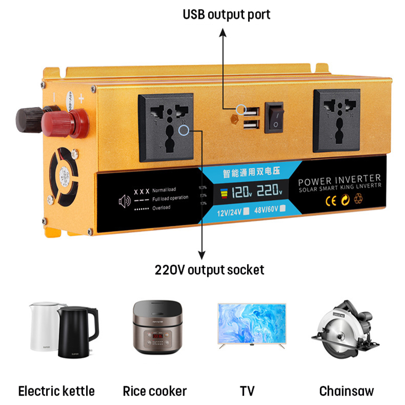 Преобразователь напряжения Lcd Smart с 12 или 24 Вт на 220 Вт 3500 V универсальный (MLD_V1040) - фото 7