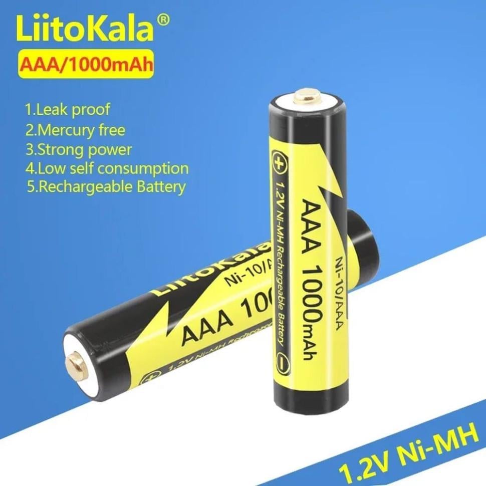 Акумулятор LiitoKala Ni-10/AAA 1,2V 1000 mAh Ni-MAh Чорний/Жовтий - фото 2 Акумулятор LiitoKala Ni-10/AAA 1,2V 1000 mAh Ni-MAh Чорний/Жовтий - фото 2