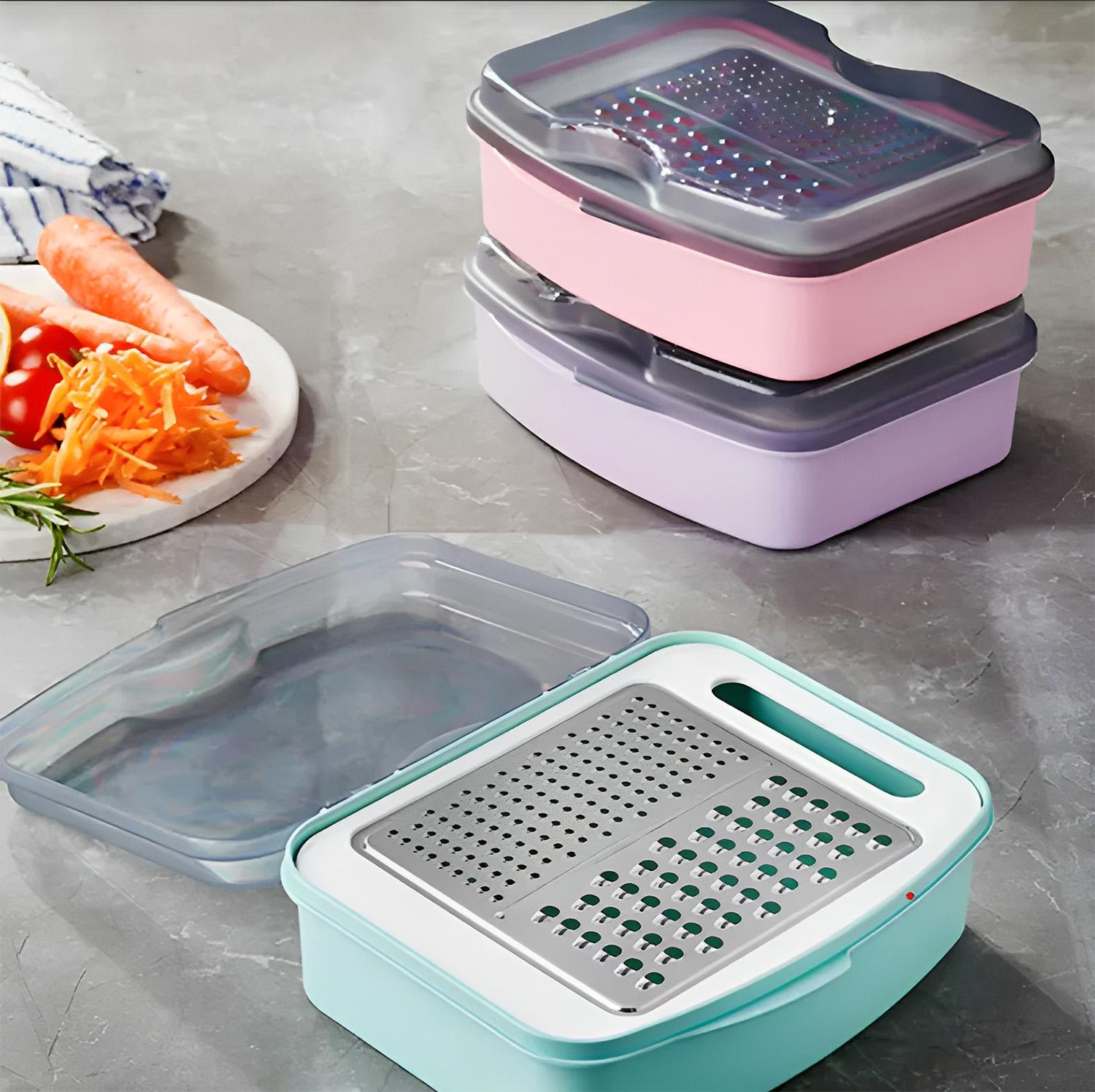 Тертка для кухні Gondol Plastic з контейнером та кришкою 21х17х7,5 см Блакитний (85315) - фото 12