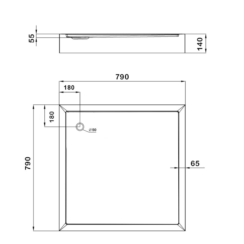 Душевой поддон Lidz KAPIELKA ST80x80х14 низкий квадратный d слива 52 мм - фото 5