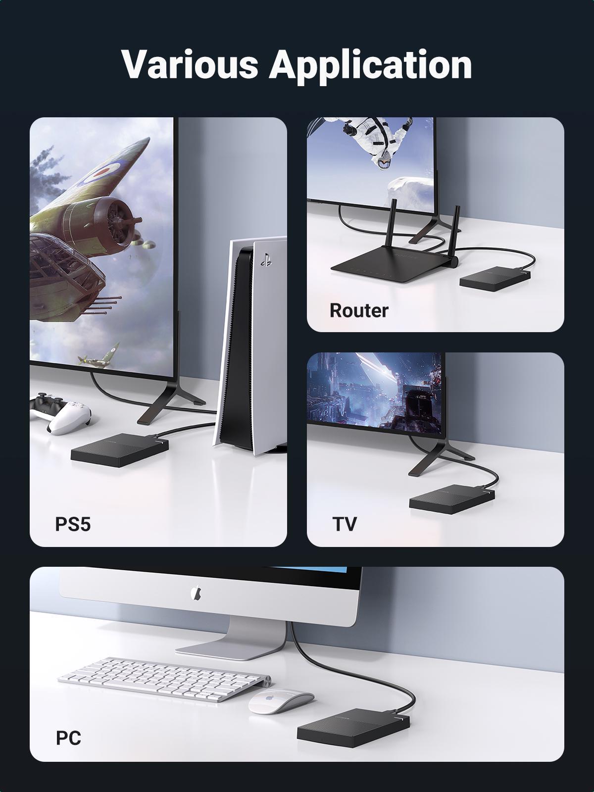 Корпус UGREEN для SSD/HDD 2,5"/5 Гбит/с USB 3.0 до SATA III с кабелем USB-Micro-USB Type-B Micro-B Черный (30725) - фото 4