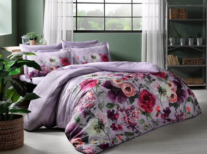 Постельное белье TАС Floreale Lila Сатин digital Евро