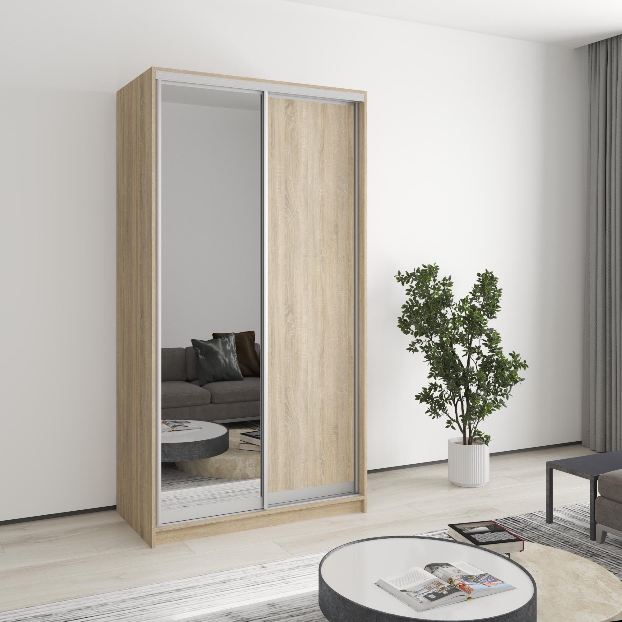Шкаф-купе двухдверный MebelStar Стандарт AL ДСП/зеркало 110x45x210 см Дуб сонома (MBS-2370)